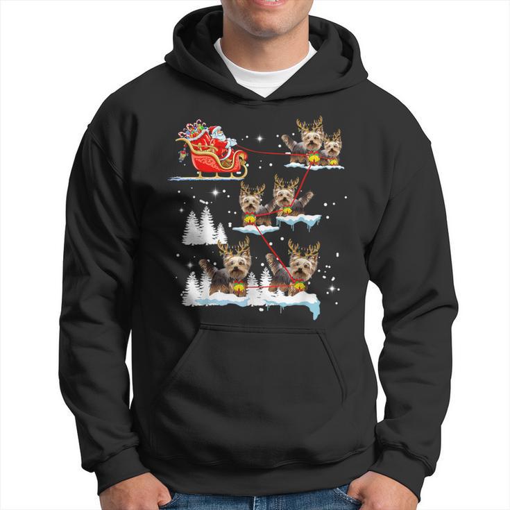 Yorkie Christmas Pajama Santa Reindeer Hoodie