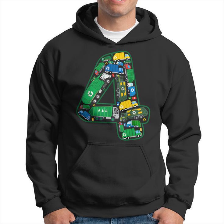 Garbage Truck Boy 4Th Birthday 4 Years Old Garbage Truck Boy Hoodie