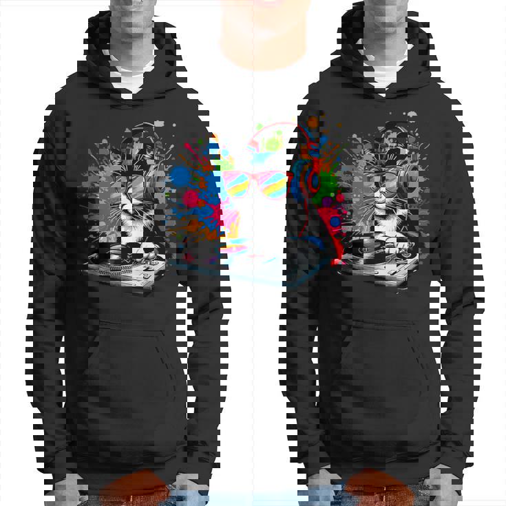 Gato Como Dj Y Djing Tocadiscos Edm Arte Pop Colorido Y Deejay Sudadera