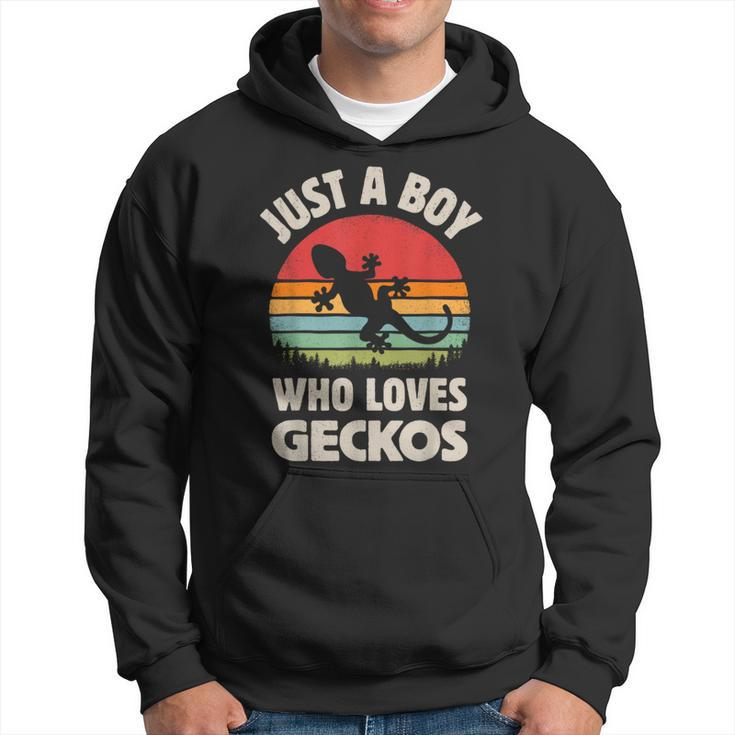 Gecko Just A Boy Who Loves Lizards Reptiles Retro Vintage Hoodie