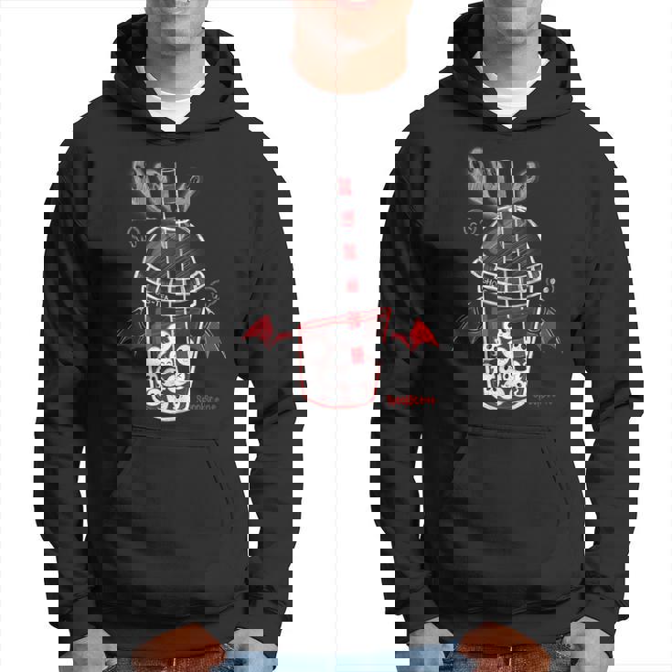 Ghos-Tea Spooky Boba Emo Goth Alt Red Hoodie