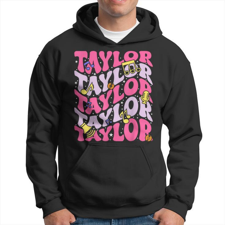 Girl Retro Taylor First Name Personalized Birthday Groovy Hoodie