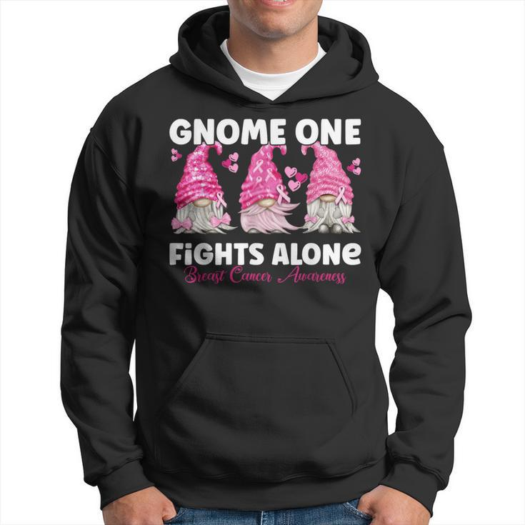 Gnome One Fights Alone Pink Breast Cancer Awareness Hoodie