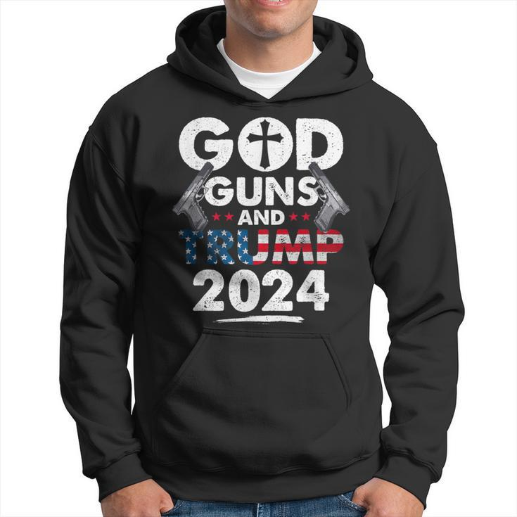 God Guns And Trump 2024 Usa American Flag Hoodie