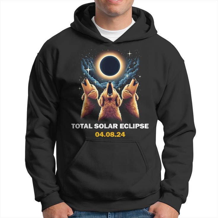 Goldendoodle Dog Howling At Total Solar Eclipse 8 April 2024 Hoodie