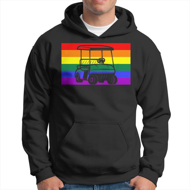 Golf Cart Gay Pride Flag Lgbtq Aesthetic Golfer Pattern Cute Hoodie