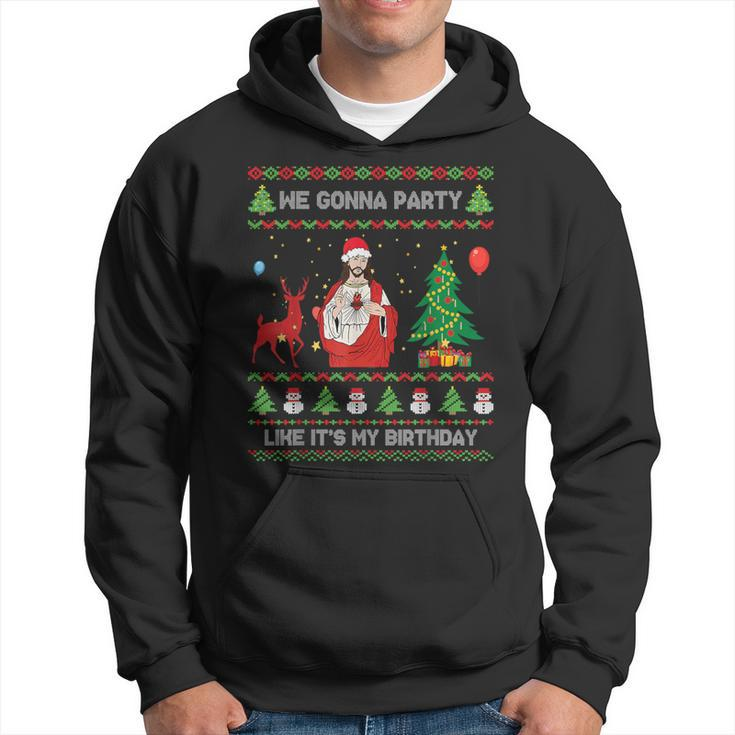 We Gonna Party Like It's My Birthday Jesus Ugly Christmas Hoodie
