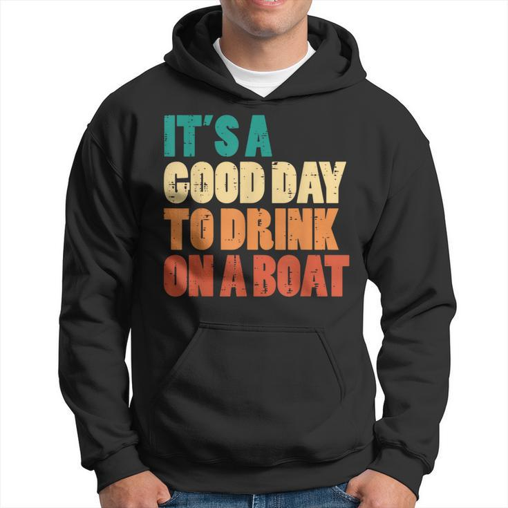 Good Day To Drink On Boat Retro Pontoon Boater Dad Women Hoodie