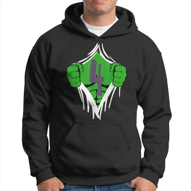 Green Man Chest Superhero Birthday For 4 Year Old Boys Hoodie