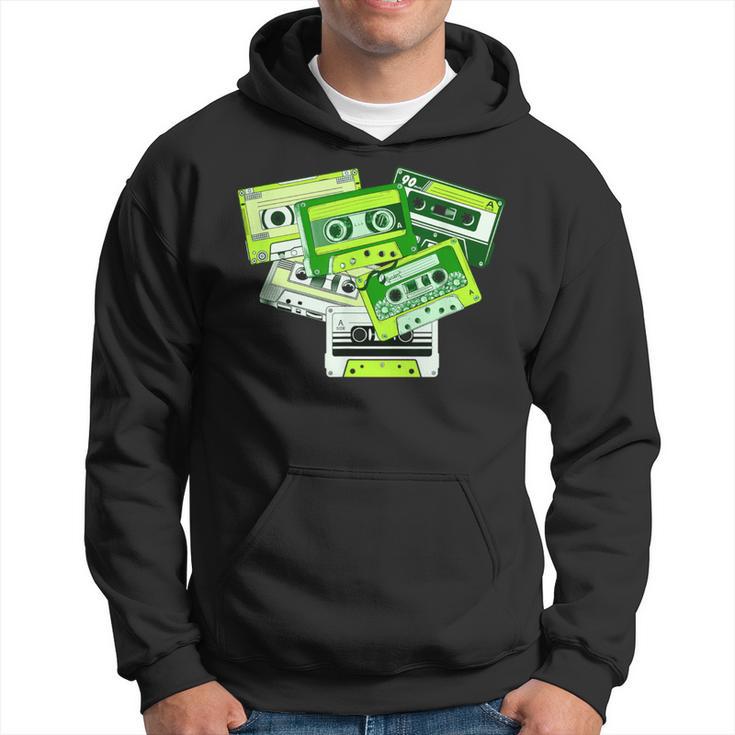 Green Tape Cassettes Classic Old School Green Color Graphic Hoodie