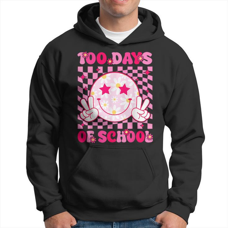 Groovy 100 Days Of School Pink Smile Face Ns Girls Womens Hoodie