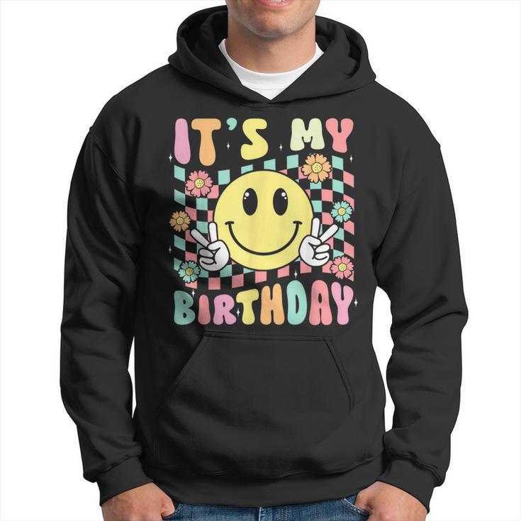 Groovy It's My Birthday Retro Smile Face Bday Party Hippie Hoodie