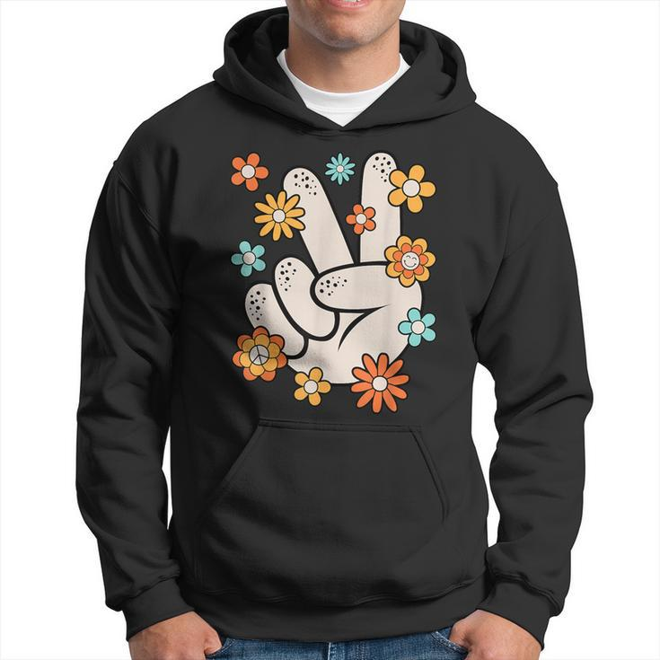 Groovy Peace Hand Sign Hippie Theme Party Outfit 60S 70S Hoodie