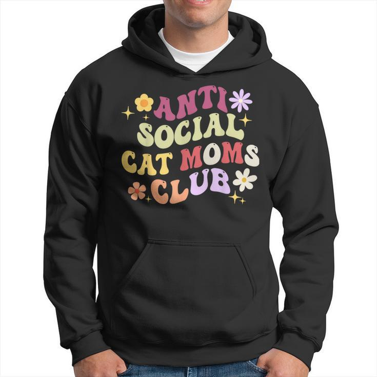 Groovy Retro Anti Social Cat Moms Club Mother's Day Hoodie