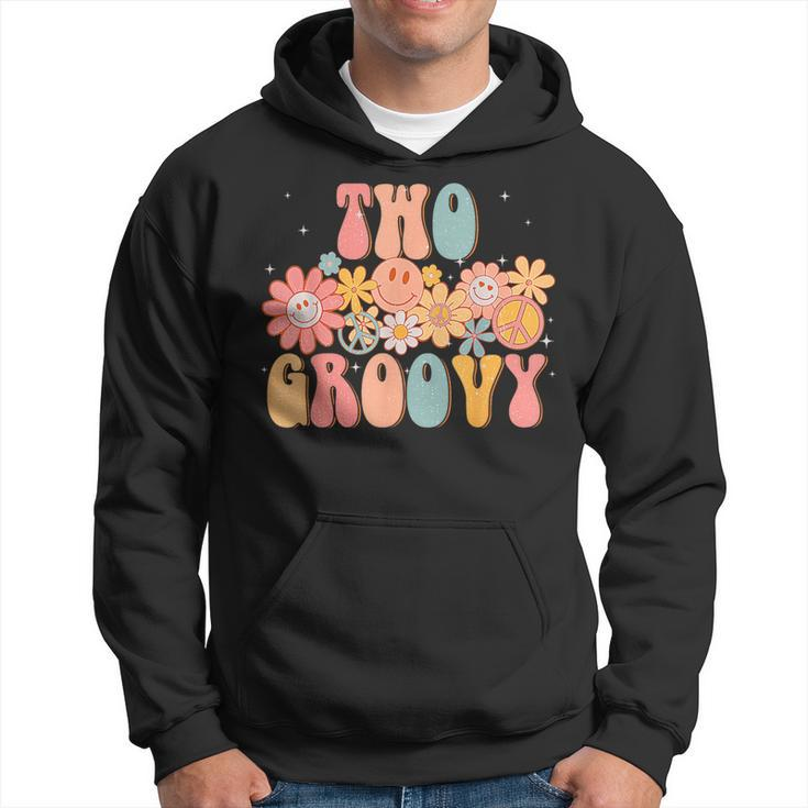 Groovy Two 2Nd Birthday 2 Year Old Peace Sign Smile Face Hoodie