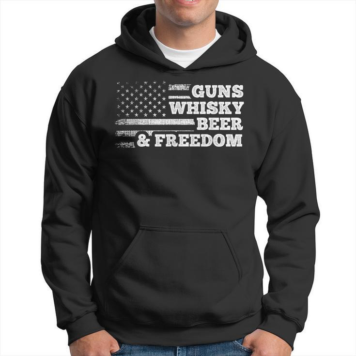 Guns Whisky Beer And Freedom American Flag Drinking Hoodie