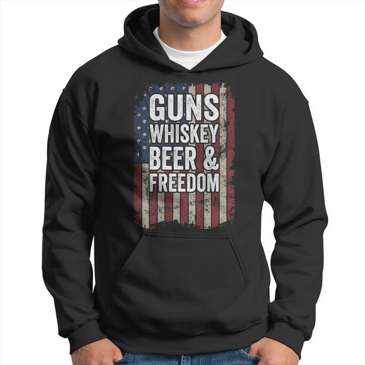 Guns Whisky Beer And Freedom Pro Gun Usa On Back Hoodie