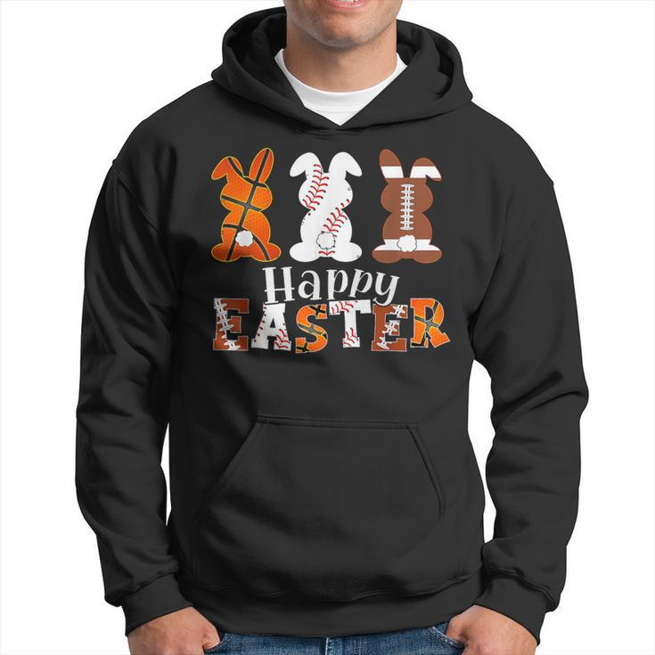 Happy Easter Baseball Football Basketball Bunny Rabbit Boys Hoodie