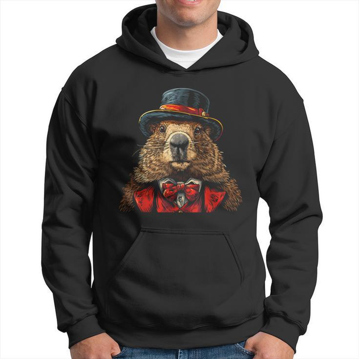 Happy Groundhog Day Ground Hog With Hat Animal Lover Hoodie