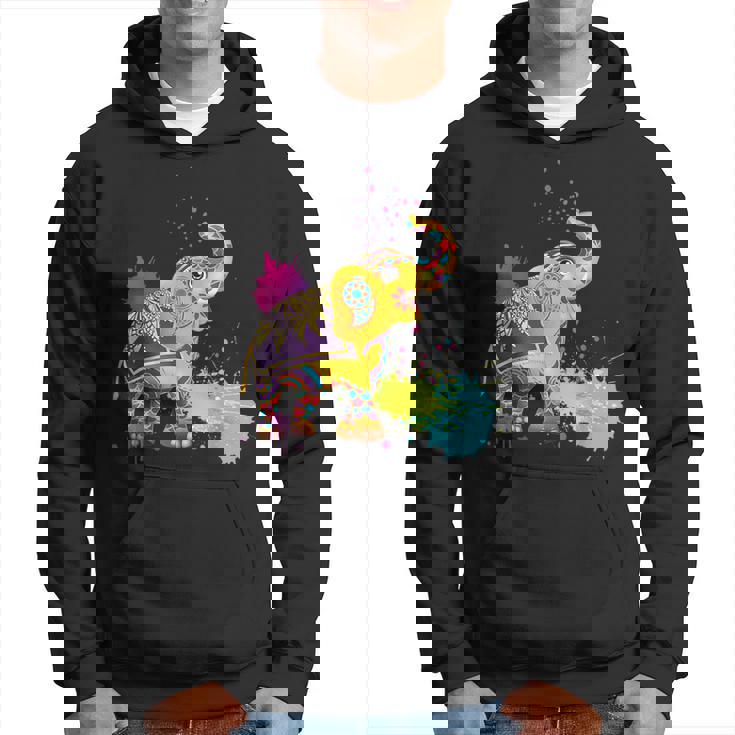 Happy Holi Couleurs Inde Printemps Hindou Elephant Holi Sweat à capuche