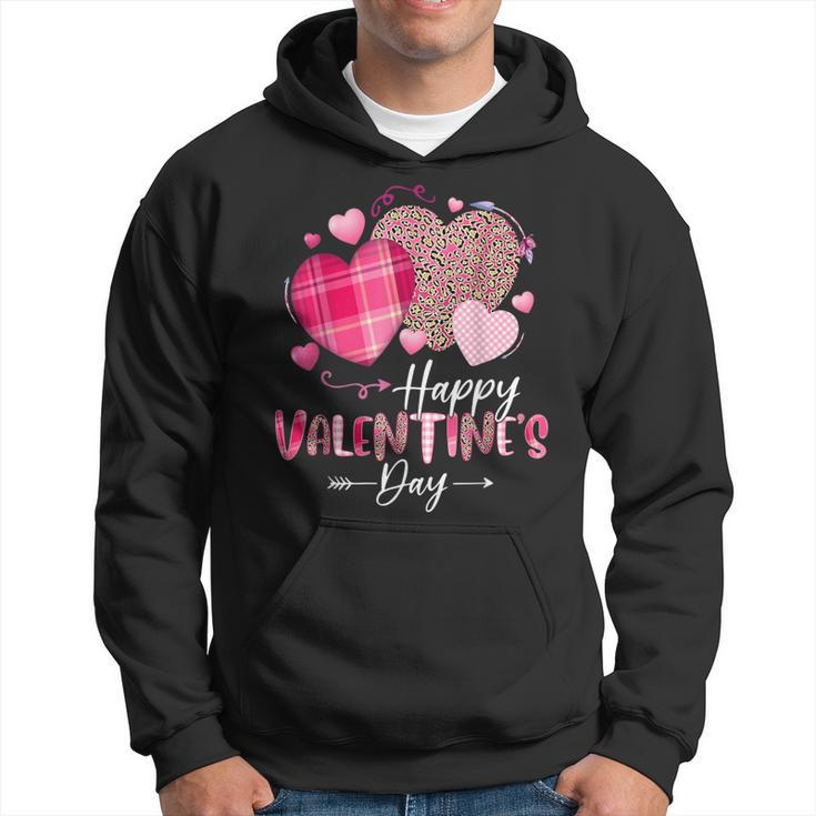Happy Valentines Day Leopard And Plaid Hearts Girls Women Hoodie
