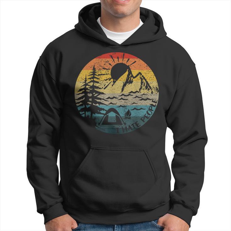 I Hate People Vintage Sun Retro Camping Hiking Hoodie