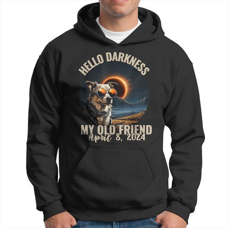Hello Darkness My Old Friend Dog With Solar Eclipse Glasses Hoodie