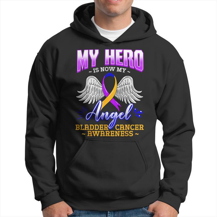My Hero Is Now My Angel Bladder Cancer Purple Blue Yellow Hoodie