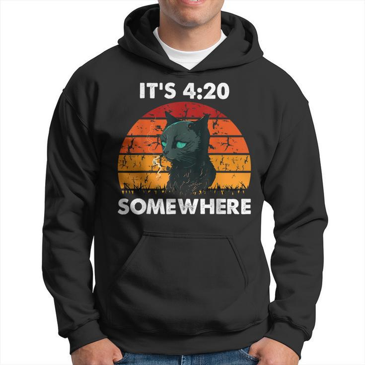 Get High With It's 420 Somewhere Cat Smoking High Hoodie