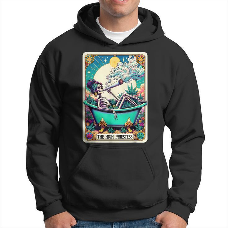 The High Pries-Tess Tarot Card 420 Cannabis Witchy Skeleton Hoodie