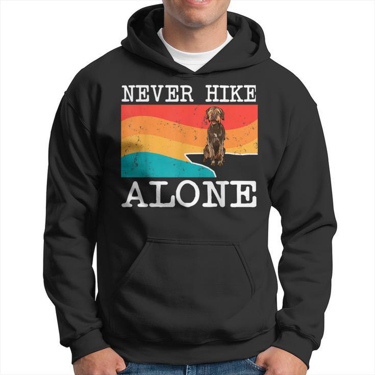 Never Hike Alone Wirehaired Pointing Griffon Graphic Hiking Hoodie