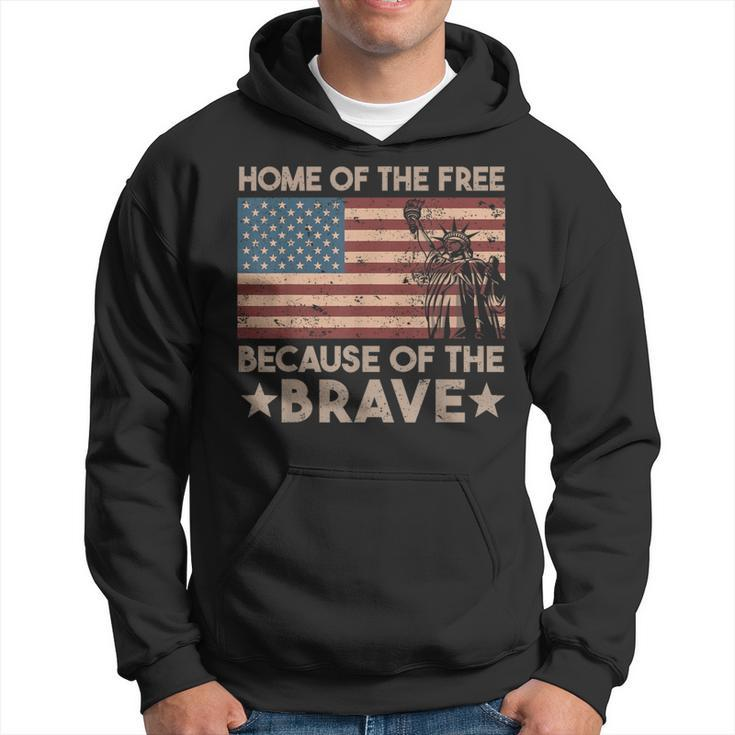 Home Of The Free Because Of The Brave Vintage American Flag Hoodie