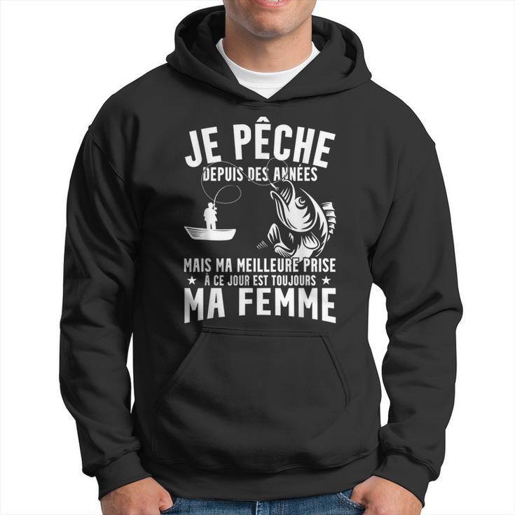 Sweat à Capuche Humour Pêcheur - 'Je Pêche Depuis Des Années' - Cadeau Idéal Pêcheur