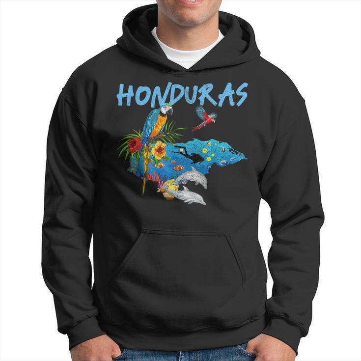 Honduras Map Nature Parrot Scuba Diving Souvenir Pride Hoodie