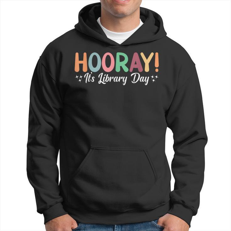 Hooray It's Library Day Reader Books Lover Groovy Hoodie