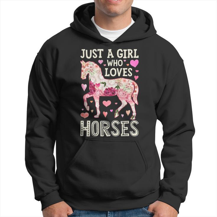 Horse Just A Girl Who Loves Horseback Riding Farm Flower Hoodie