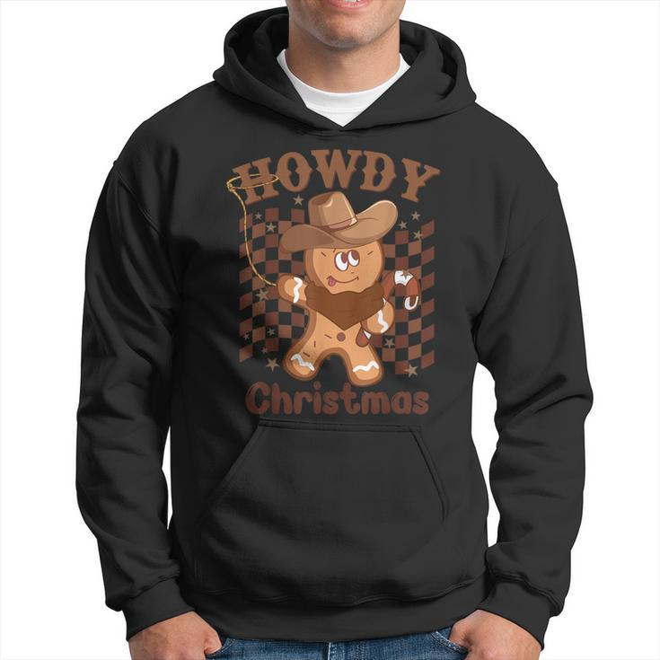 Howdy Christmas Gingerbread Retro Western Cowboy Xmas Hoodie