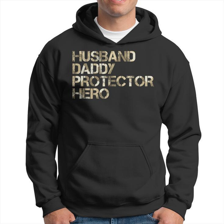 Husband Daddy Protector-Hero Fathers Day Camo American Flag Hoodie