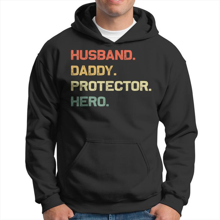 Husband Daddy Protector Hero Fathers Day Retro For Dad Hoodie