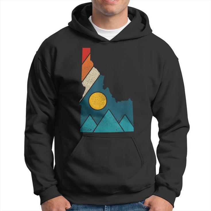 Idaho Vintage State Map Mountains Hiker Camping Pride Hoodie