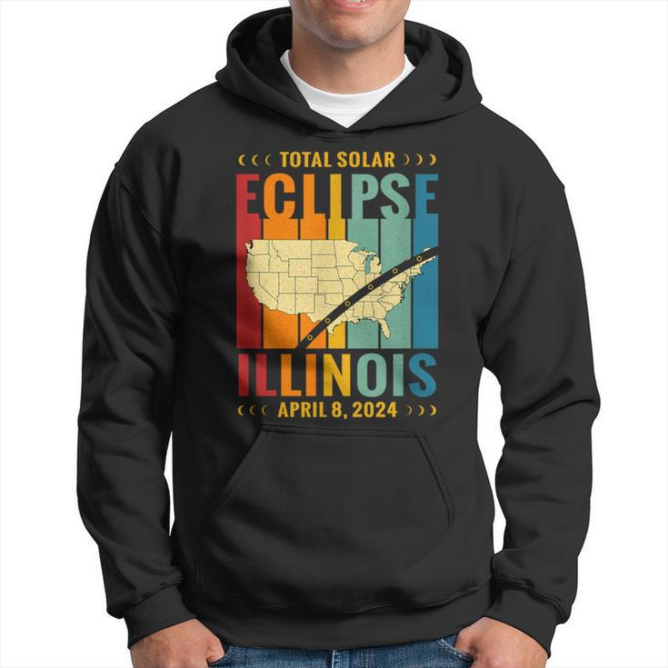 Illinois Vintage Path Of Totality Solar Eclipse April 8 2024 Hoodie