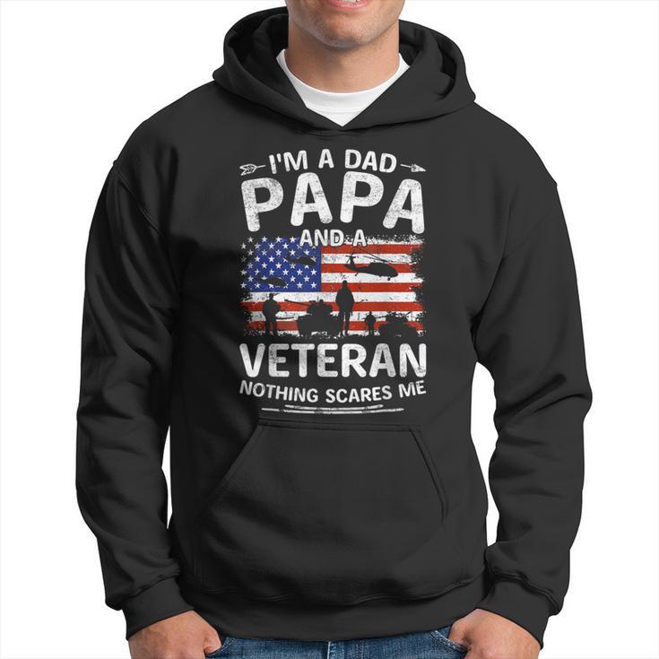 I'm A Dad Papa And Veteran Fathers Day Retro Papa Grandpa Hoodie