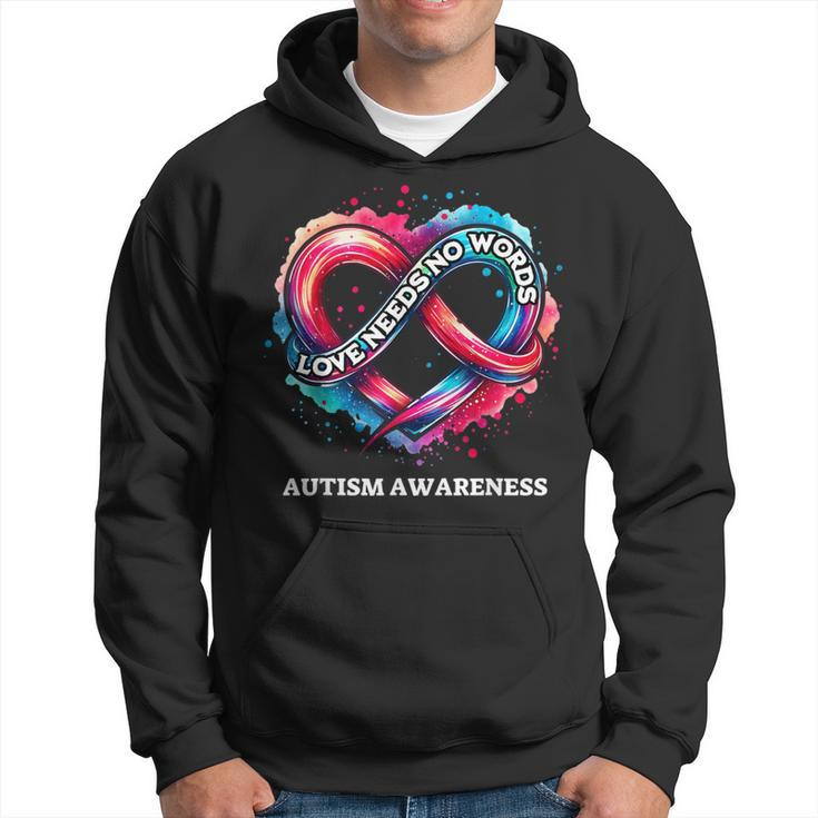 Infinity Heart Love Needs No Words Autism Awareness Tie Dye Hoodie