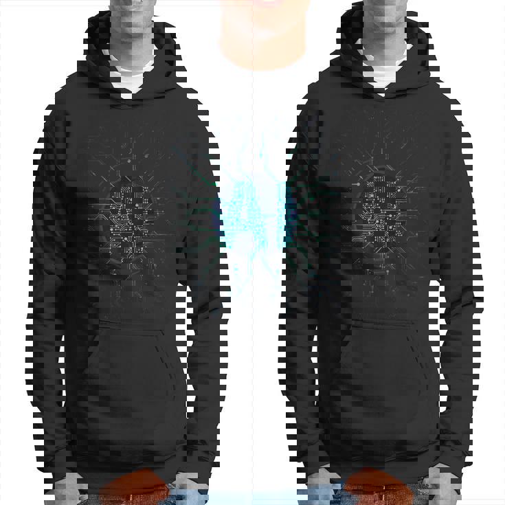 Intelligence Artificielle Lettres Bleues Ia Dans Un Style Électronique Sweat à capuche