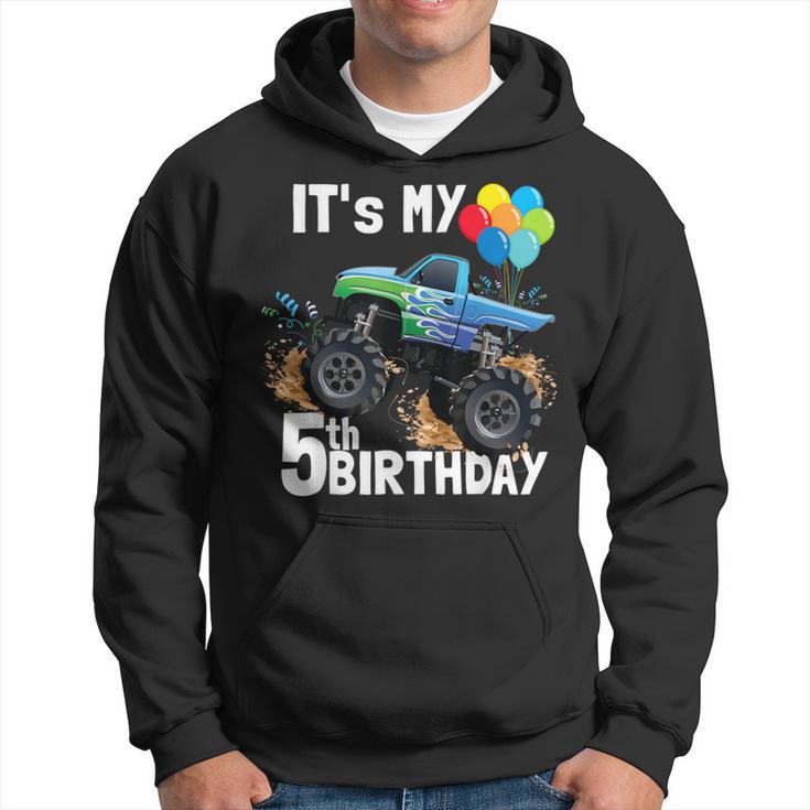 It's My 5Th Birthday Monster Truck 5Th Birthday Boy Hoodie