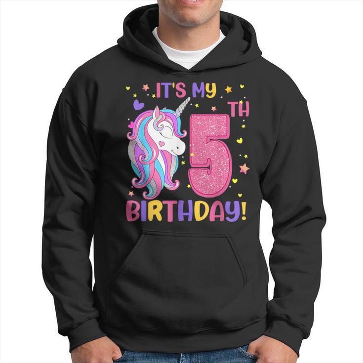 It's My 5Th Birthday Unicorn Girls 5 Year Old Hoodie