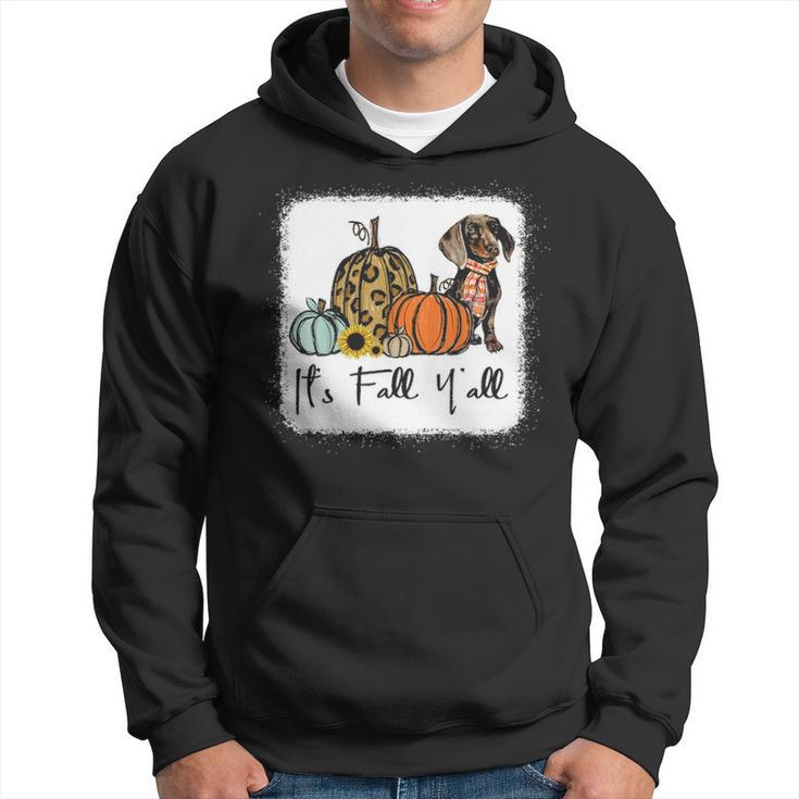 It's Fall Y'all Yellow Dachshund Dog Leopard Pumpkin Falling Hoodie