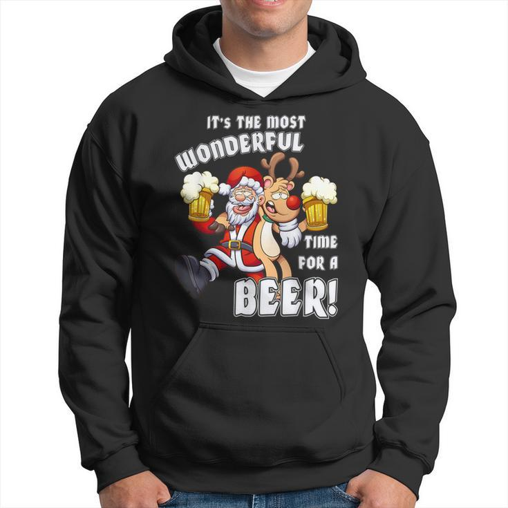 It's The Most Wonderful Time For A Beer Santa Xmas Hoodie