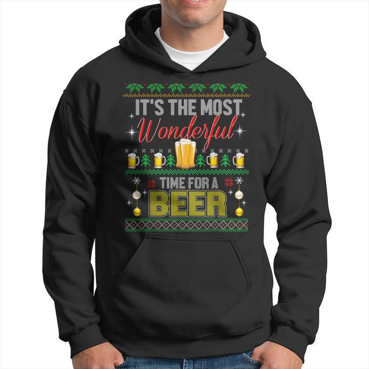 It's The Most Wonderful Time For A Beer Ugly Sweater Xmas Hoodie