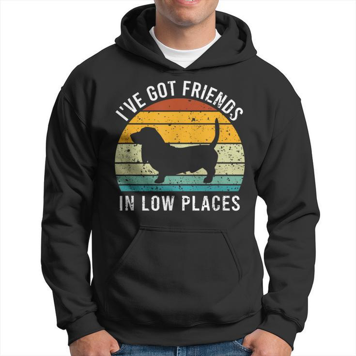 I've Got Friends In Low Places Basset Hound Retro Hoodie